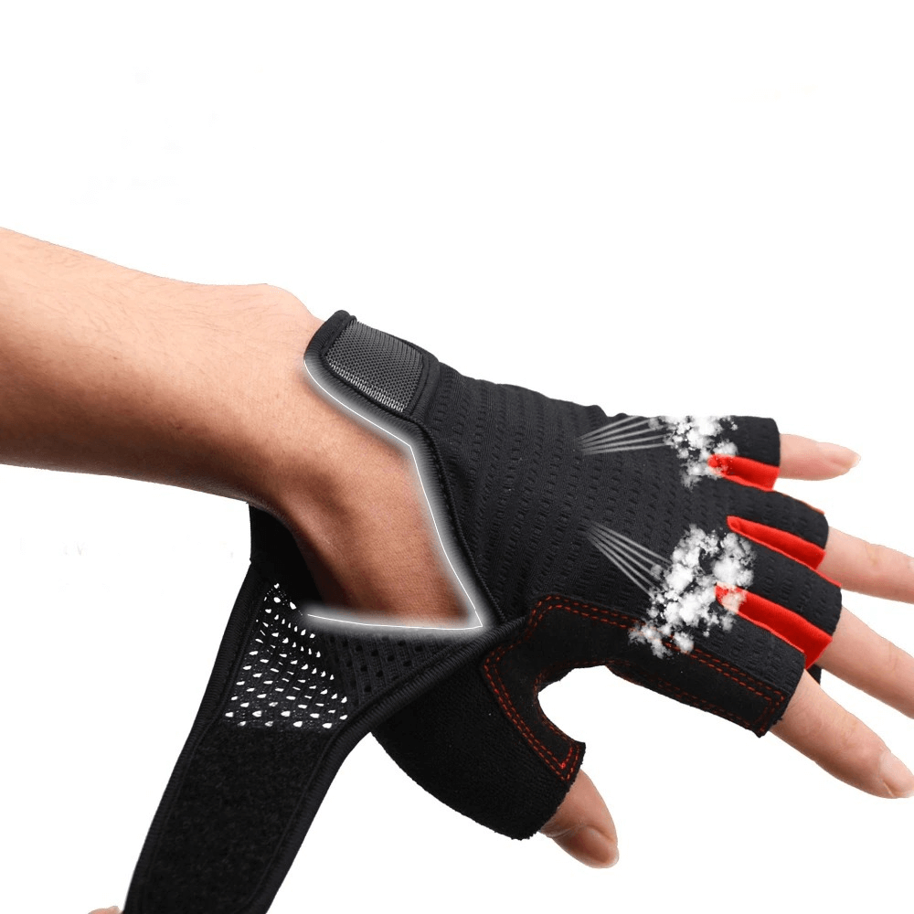 Unisex anti-shock breathable half-finger cycling gloves SF0535, showcasing durability and comfort for outdoor activities.