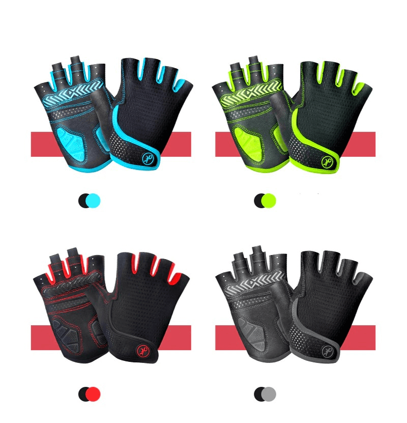 Unisex Anti-Shock Breathable Half-Finger Gloves - Blue, Green, Red, and Black for Cycling Adventures