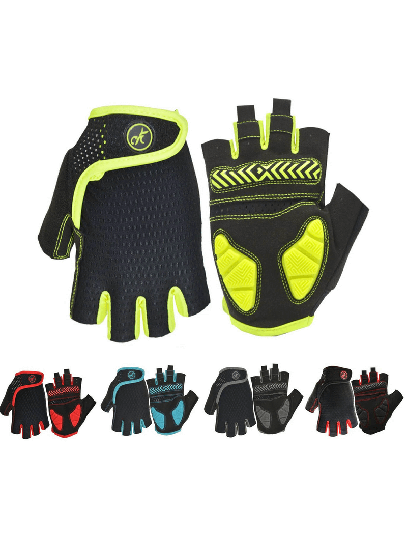 Unisex anti-shock breathable half-finger motorcycle cycling gloves with vibrant colors and durable design, perfect for outdoor adventures.