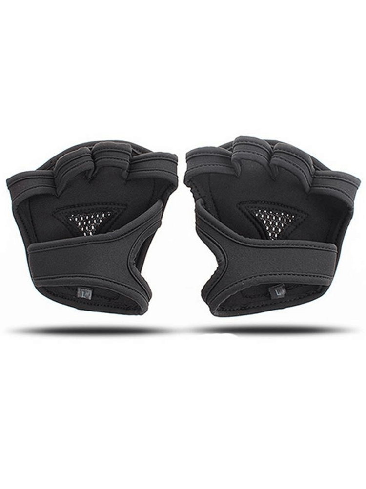 Anti-skid exercise workout gloves for men and women, unisex half-finger design, black color, perfect for cycling and outdoor activities.