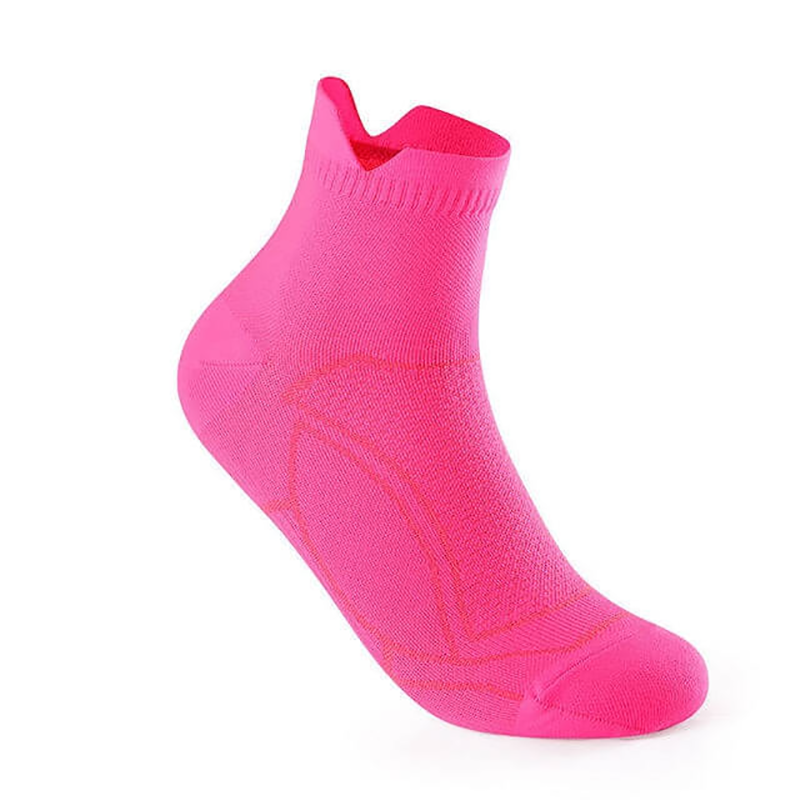 Vibrant pink anti-sweat unisex sport sock with middle tube design, perfect for running and fitness. Breathable polyester and spandex blend.