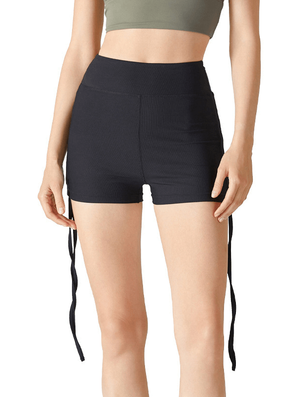 Sportliche, gerippte Shorts mit hoher Taille und verstellbaren Bändern – SF1244 
