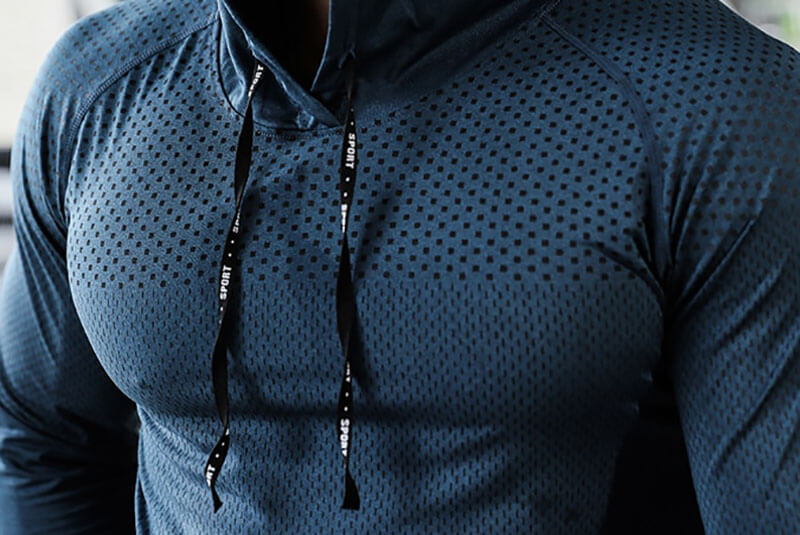 Athletic Men's Hooded Sweatshirt in navy, ideal workout clothing made of polyester for comfort and warmth. Model SF1067.