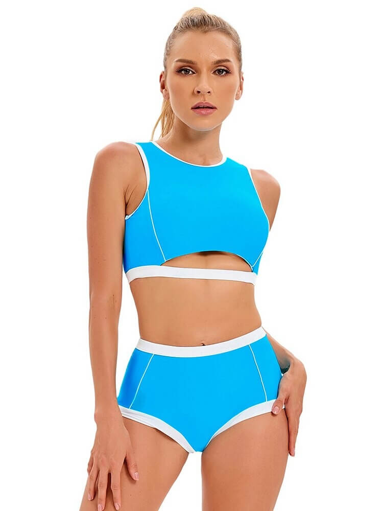 Athletic Split Swimsuit with Hollowed Out Back for Ladies - SF0531