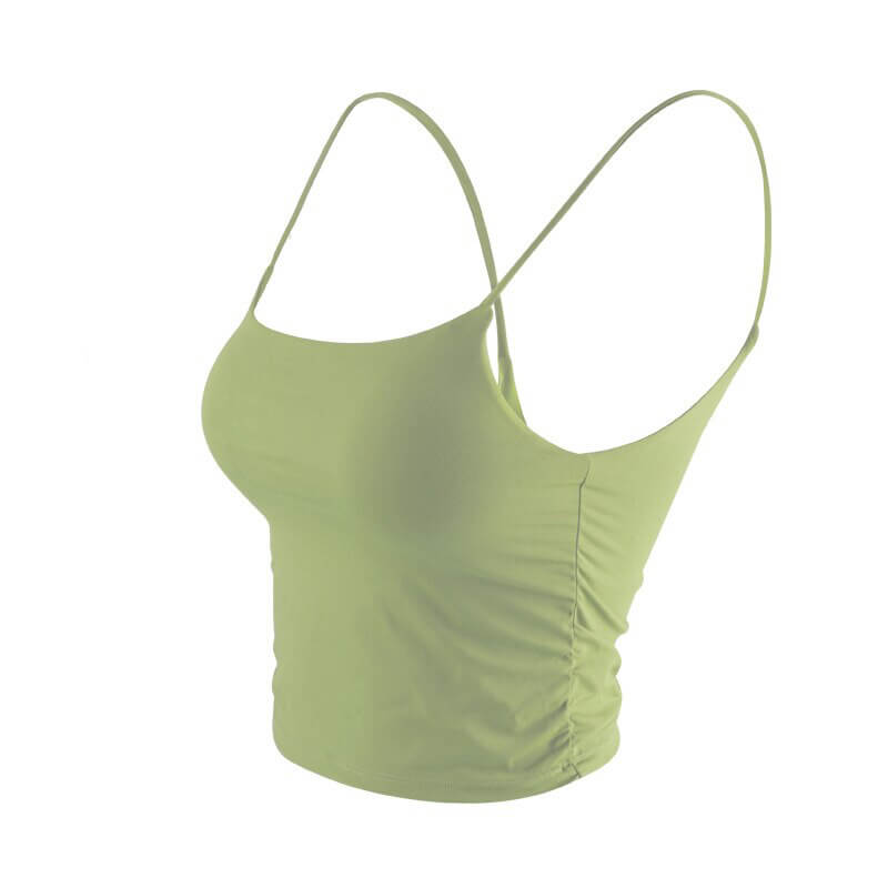 Athletic Women's Strap Thin Camis - Light Green Yoga Top, Nylon Anti-Friction Sportswear, SF1220