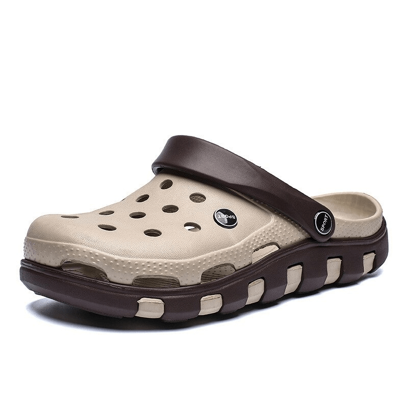 Beach lightweight quick-drying sandal, flexible rubber slipper in beige and brown, with breathable design and anti-slip sole, model SF0286.