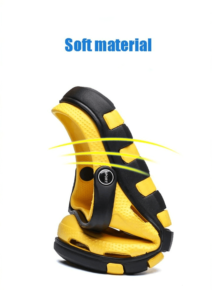 Yellow Beach Lightweight Quick-Drying Sandals showcasing flexible rubber with anti-slip design.