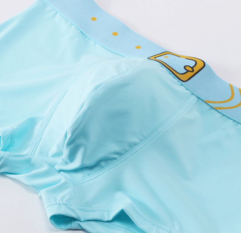 Light blue breathable cotton men's boxer shorts with vibrant belt design for comfort and style.