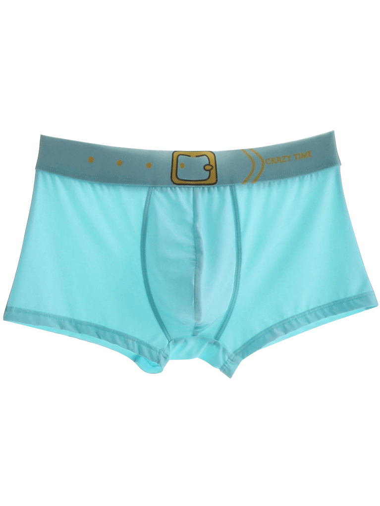 Light blue breathable cotton men's boxer with belt design, perfect for comfort and style. Ideal for gym wear or lounging.