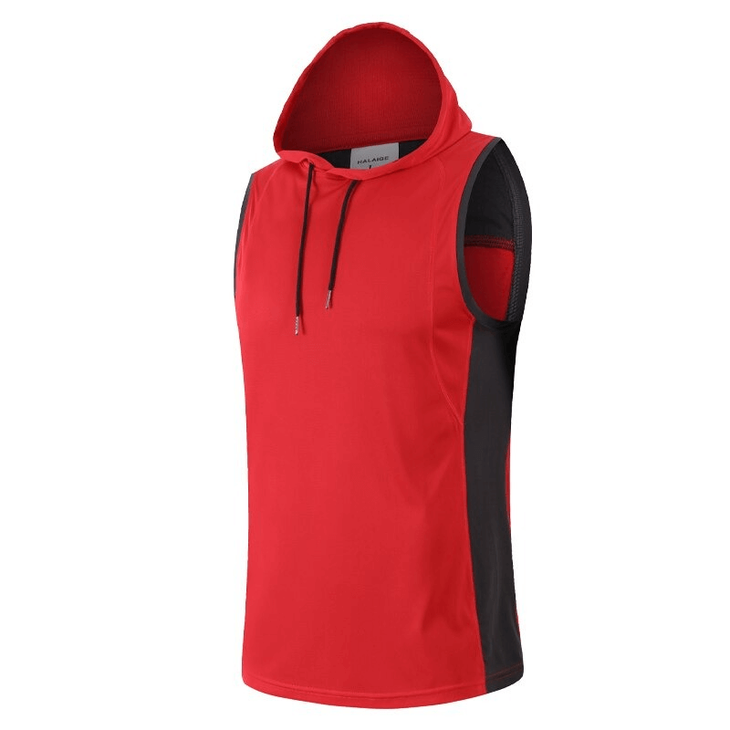 Bodybuilding Patchwork Breathable Sports Vest with Hood - SF0314