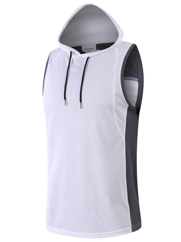 Bodybuilding Patchwork Breathable Sports Vest with Hood - SF0314