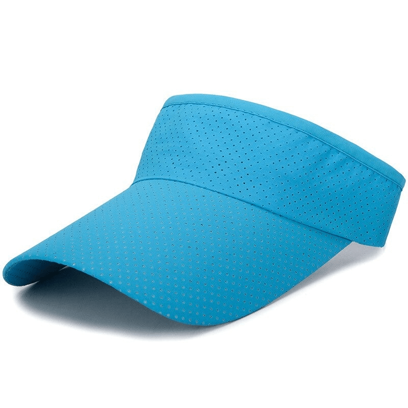 Blue breathable adjustable visor sun hat with air holes for superior sun protection, perfect for spring and summer outdoor activities.