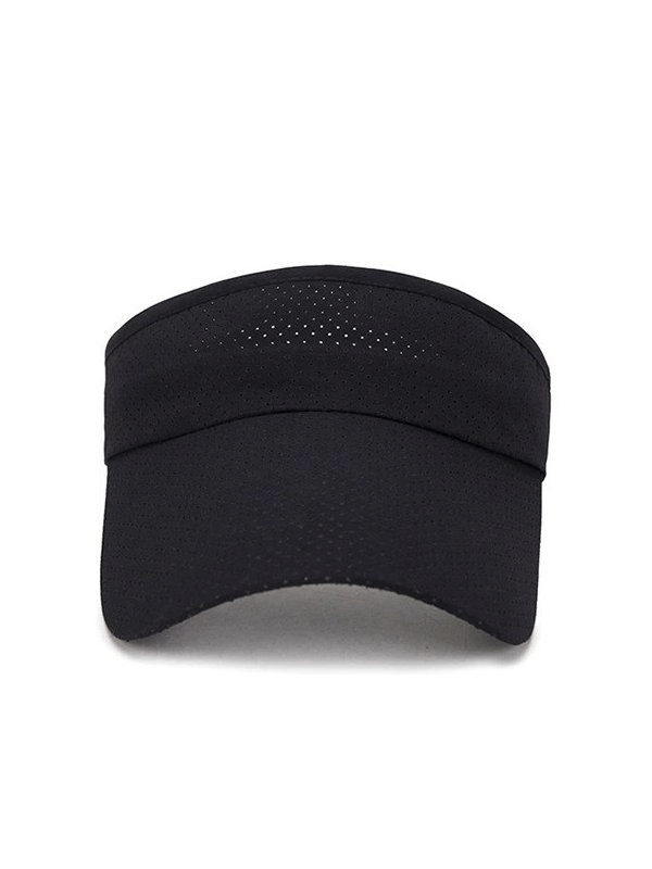 Black breathable sun hat with adjustable visor, ideal for spring and summer activities. Features quick-drying acrylic and air holes for comfort.