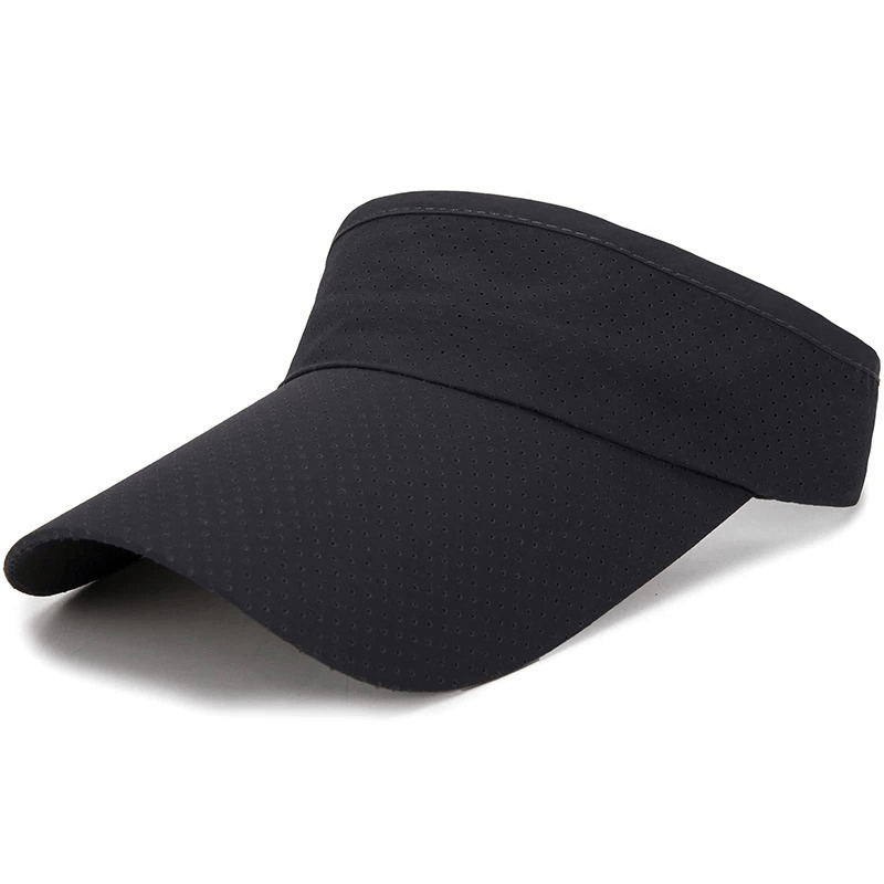 Stylish black breathable sun visor with adjustable fit and quick-drying fabric, perfect for summer activities and sun protection.