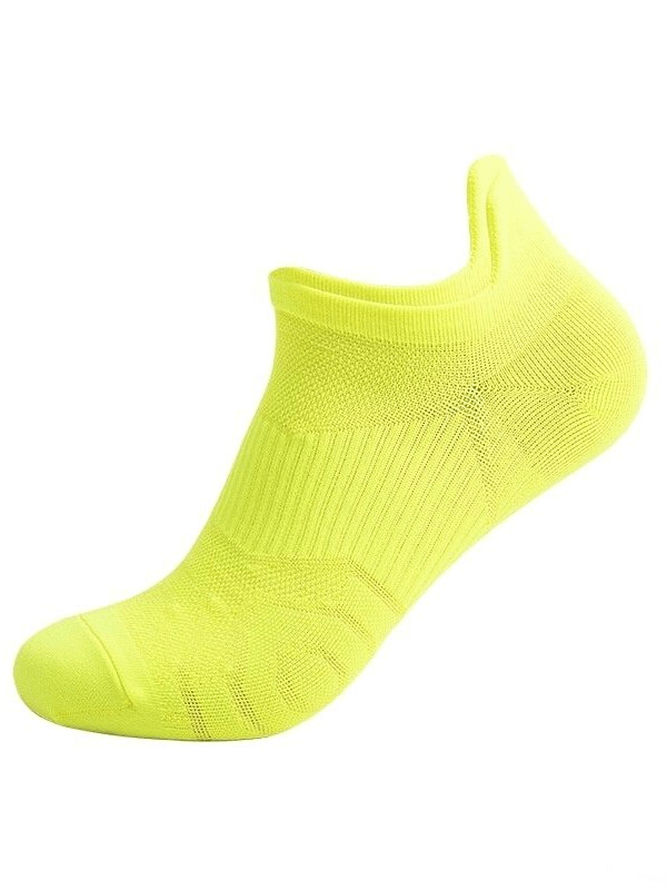 Bright yellow breathable anti-slip sports sock for running, lightweight and unisex design, ideal for active sports SF0357