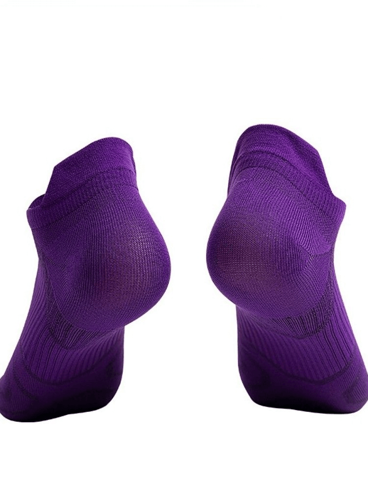 Purple anti-slip sports socks with breathable nylon for optimal comfort and support in active sports.