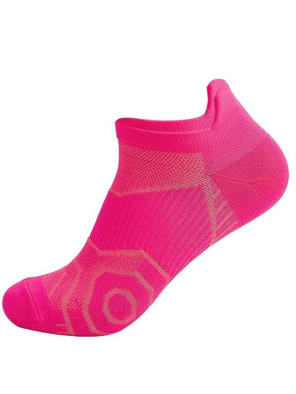 Bright pink breathable anti-slip sports sock with lightweight design, perfect for running and active sports. Unisex comfort and fit.