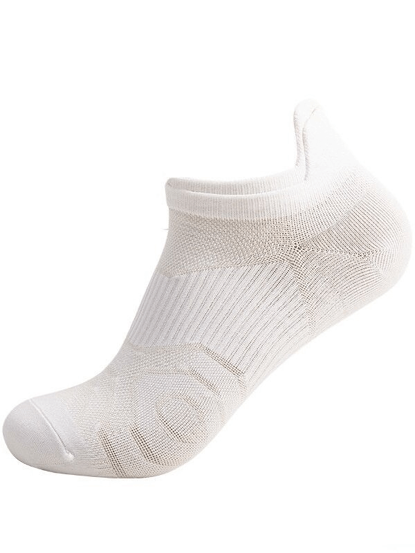 White breathable anti-slip sports sock, lightweight and unisex, perfect for running and active sports.