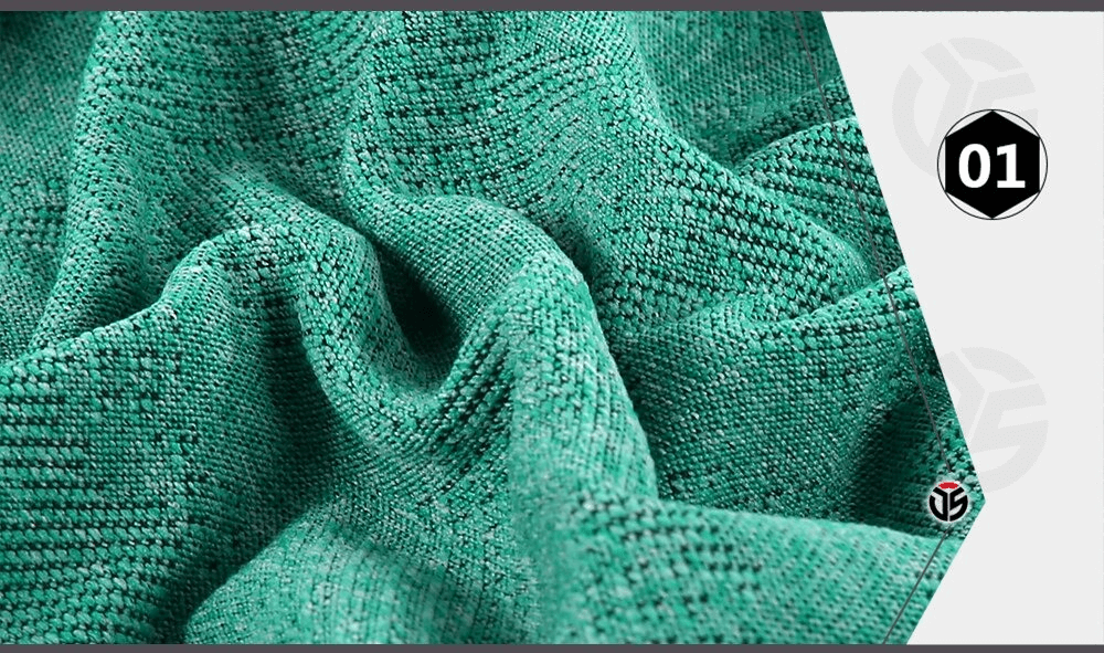 Close-up of green breathable fabric texture for unisex running hat, showcasing detailed weave and lightweight material.