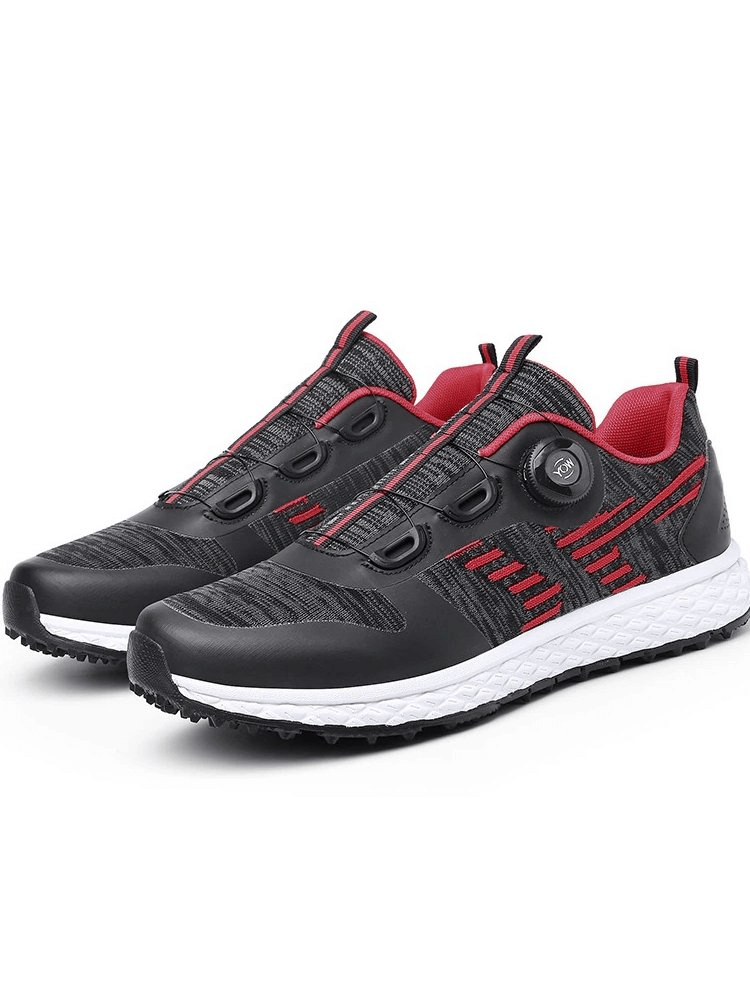 Breathable flexible casual lace-up sneakers with air mesh upper, red accents, and rubber sole, perfect for everyday style and comfort.