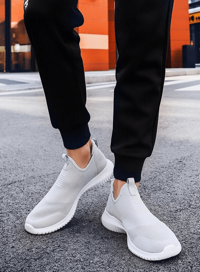 Breathable flexible elastic casual sneakers SF0745, slip-on design, perfect for men and women, TPR outsole, mesh lining, comfortable and stylish.
