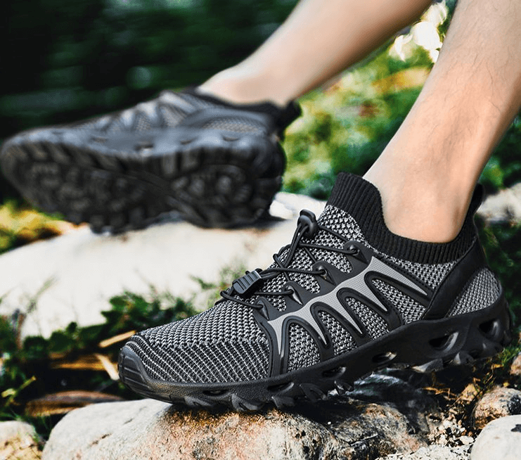 Breathable Flexible Sports Men's Trekking Sneakers SF0815 for outdoor adventures with EVA outsole and cotton fabric upper.