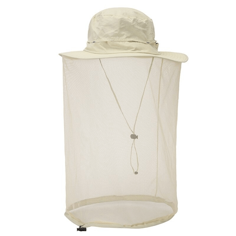 Breathable mesh bucket hat with anti-mosquito netting and UPF50+ sun protection, perfect for fishing and outdoor adventures.