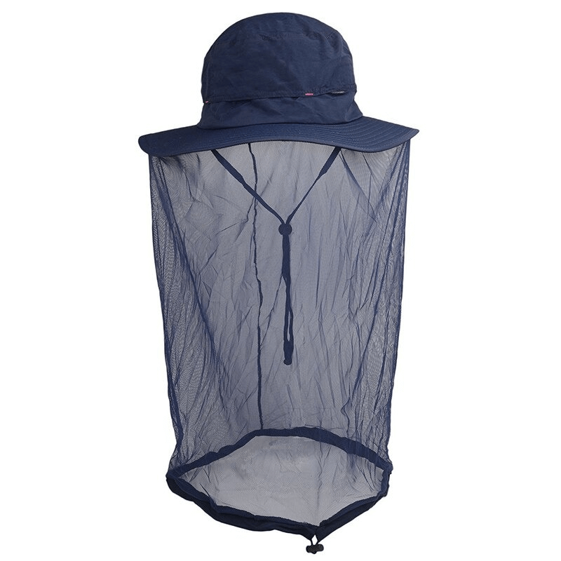 Breathable mesh bucket hat with anti-mosquito netting and UPF50+ protection, perfect for outdoor activities like fishing and hiking.