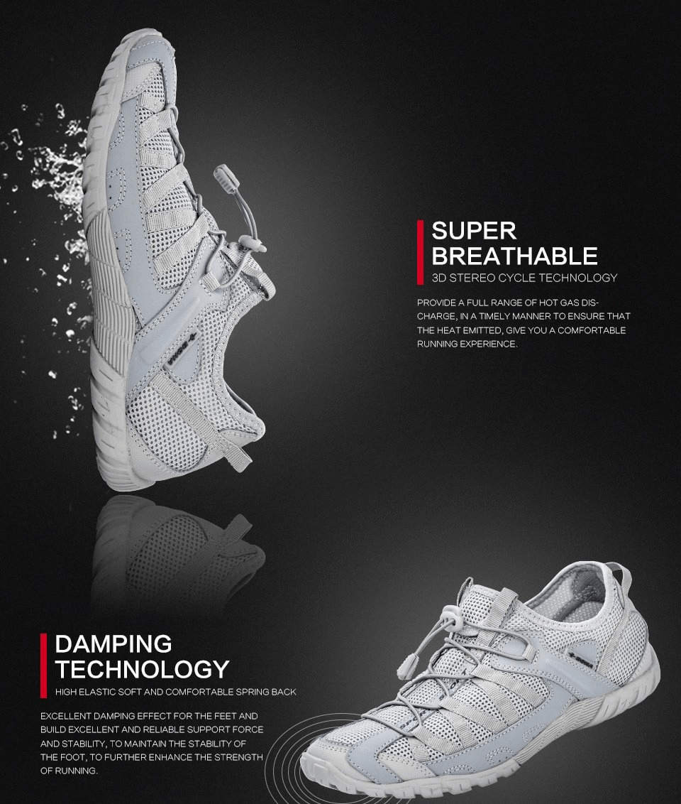 Breathable Mesh Sneakers with Damping Technology for Men - Lightweight Sports Footwear SF0758 with Elastic Band, Air Mesh, Rubber Sole