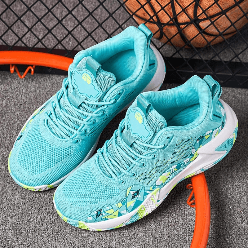 Vibrant teal breathable mesh sports shoes with ForMotion cushioning and EVA insole, perfect for performance and style.