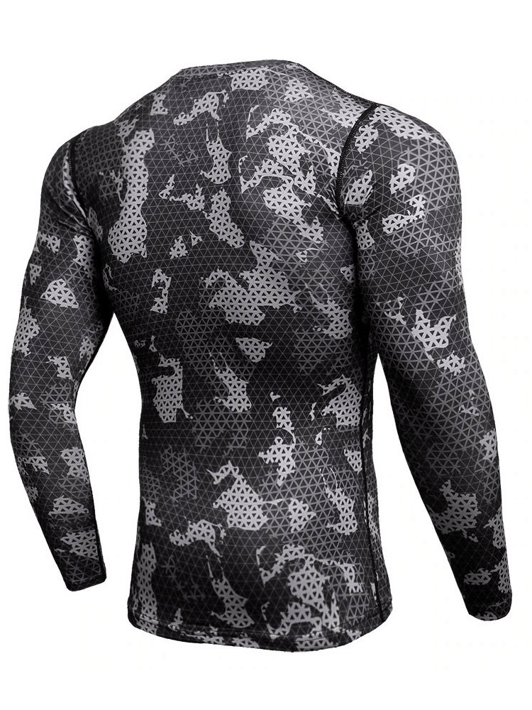 T-shirt à manches longues de sport élastique camouflage / Vêtements pour hommes - SPF0673 