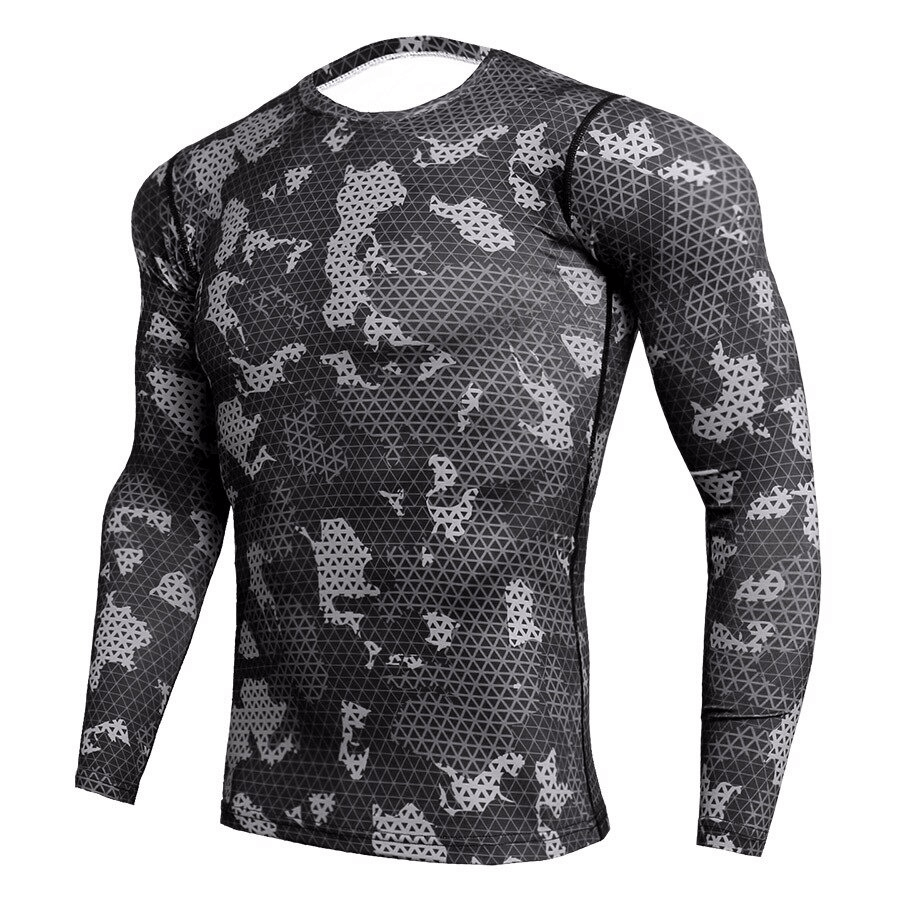 T-shirt à manches longues de sport élastique camouflage / Vêtements pour hommes - SPF0673 