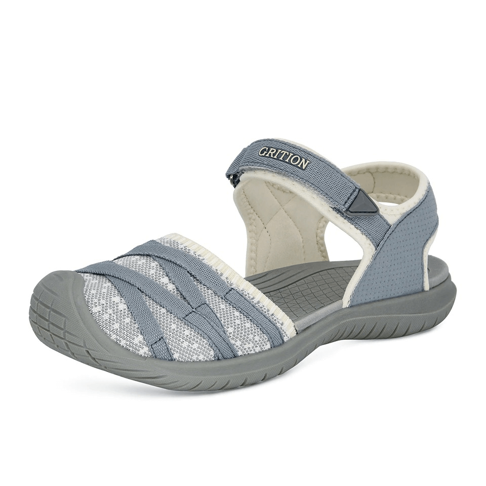 Stylish blue casual closed toe sandals with flat heels, perfect for women’s trekking and travel adventures, model SF0269.