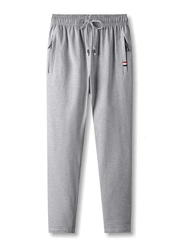 Casual cotton elastic waist sweatpants for men with pockets, style SF0609, featuring fleece material and a drawstring closure.