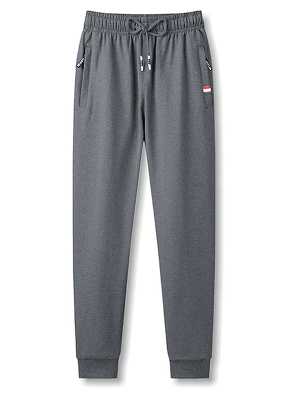 Men's casual cotton sweatpants with elastic waist, pockets, fleece, and drawstring closure, perfect for daily wear - SF0609.
