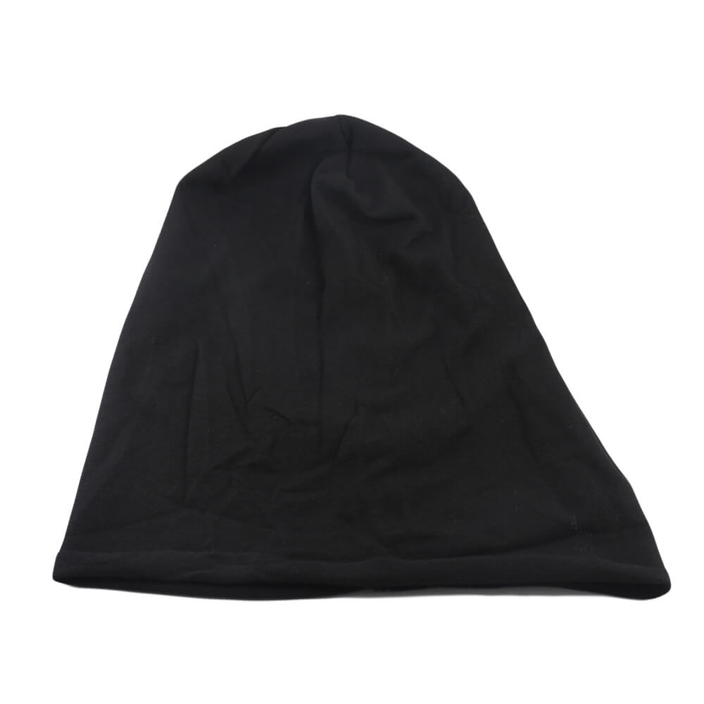 Black casual cotton soft solid beanie for men and women, unisex skull cap style SF0785, warm knitted hat perfect for everyday wear.