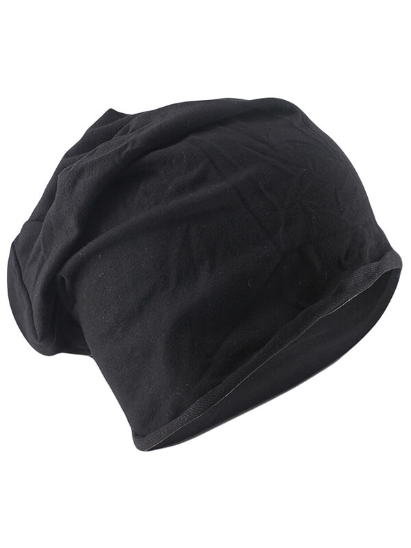 Unisex casual black cotton beanie, soft and warm, perfect for stylish comfort in cold weather.