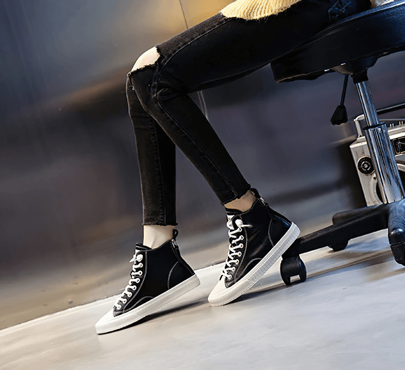 Lässige Plateau-Sneaker aus echtem Leder für Damen / Sportschuhe – SF0252