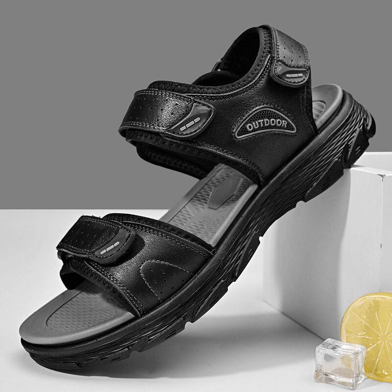 Casual genuine leather sandals with soft soles, perfect for hiking and trekking. Features classic style, EVA outsole, cow leather upper.