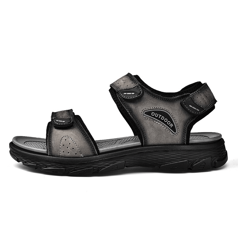 Men's casual genuine leather sandals with soft soles, perfect for hiking and trekking. Stylish mixed colors with EVA outsole, SF0777.