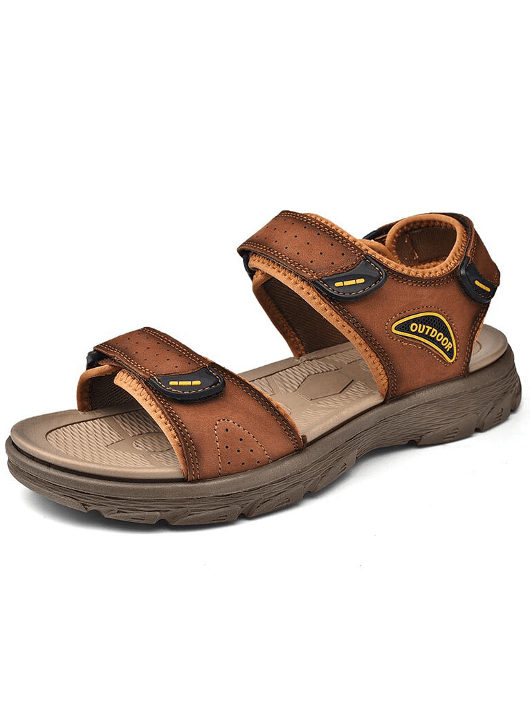 Casual genuine leather sandals with soft soles and EVA outsole, perfect for hiking and trekking. Comfort and style combined - SF0777.