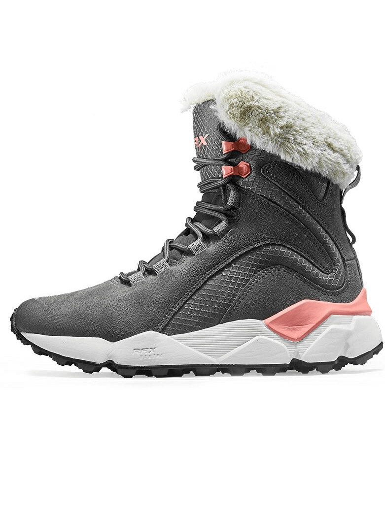 Women's Casual Lace-Up Leather Snow Boots with Fur, Waterproof and Warm, SF0287