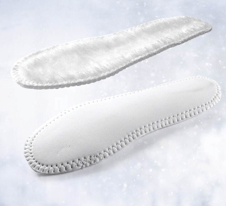 Plush and stitched PU leather insoles for women's casual lace-up leather snow boots, providing warmth and support.