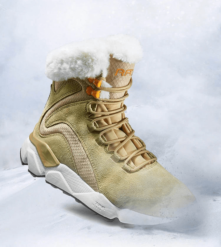 Chic women's lace-up leather snow boot with fur, perfect for winter activities, featuring a cozy plush lining and waterproof design.