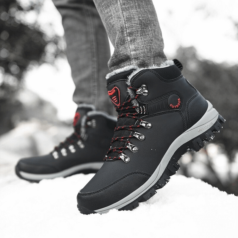 Casual Lace-up Warm Boots With Fur and Non-Slip Soles for Men - SF0663