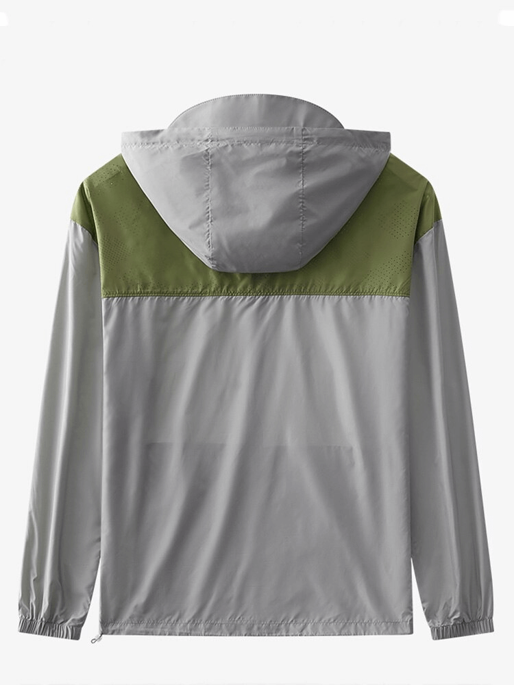 Lässige, leichte, dünne, atmungsaktive Patchwork-Jacke mit Kapuze – SF0909 