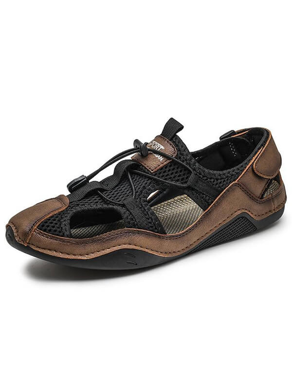 Casual Male Hollow Breathable Sandals with Elastic Band - SF0711