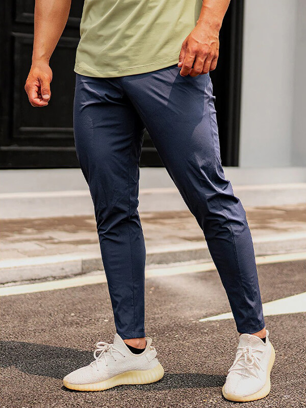 Casual male long sweatpants for running, polyester spandex blend, elastic waist, full-length sports workout trousers - SF0682