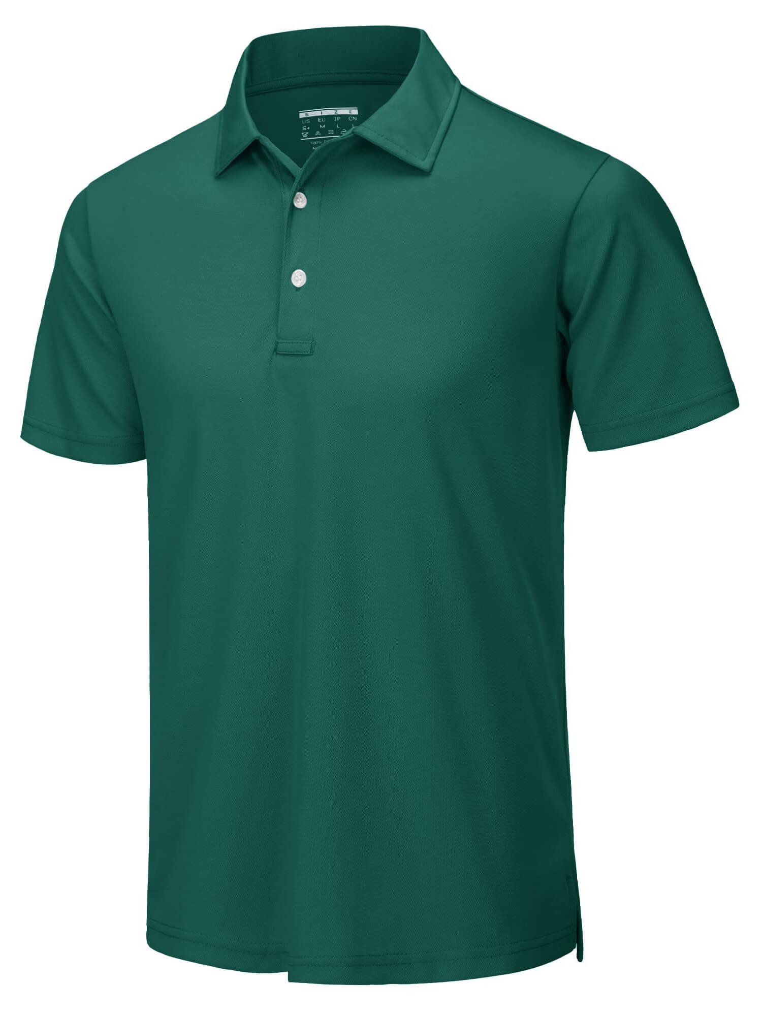 Casual men's short sleeves polo shirt in solid green, perfect for tennis, made of breathable polyester for active lifestyle.