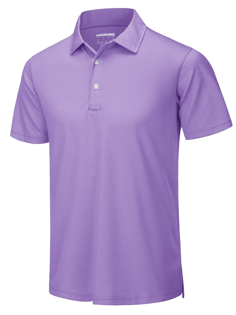 Casual Men's Short Sleeves Polo Shirt in purple, perfect for tennis and active lifestyles, featuring breathable polyester and button details.
